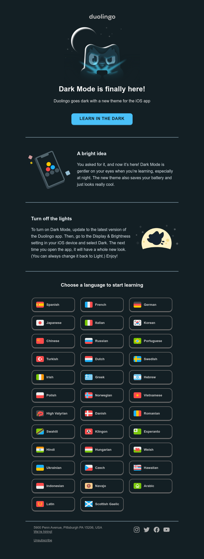Duolingo - 🌚 Duo joins the dark side