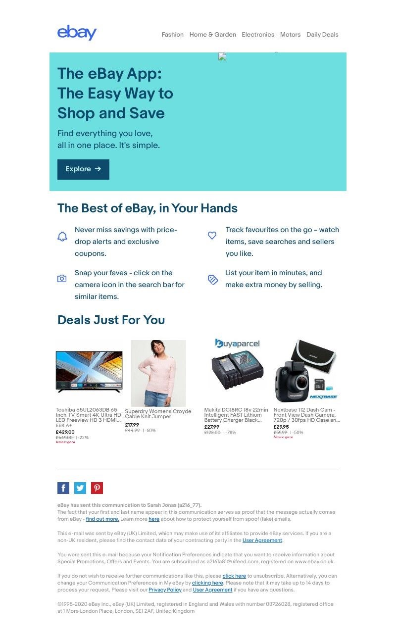  - Thanks for using the eBay app, Sarah!