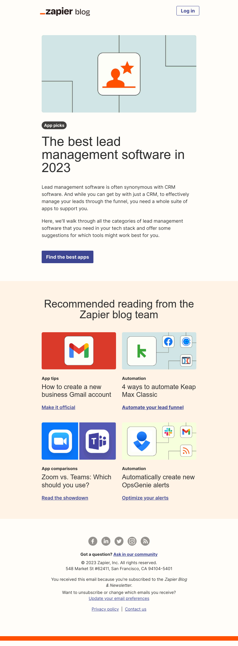 Zapier - The best lead management software