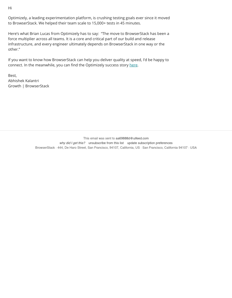  - Hey , see how Optimizely runs 15,000+ tests in 45 minutes