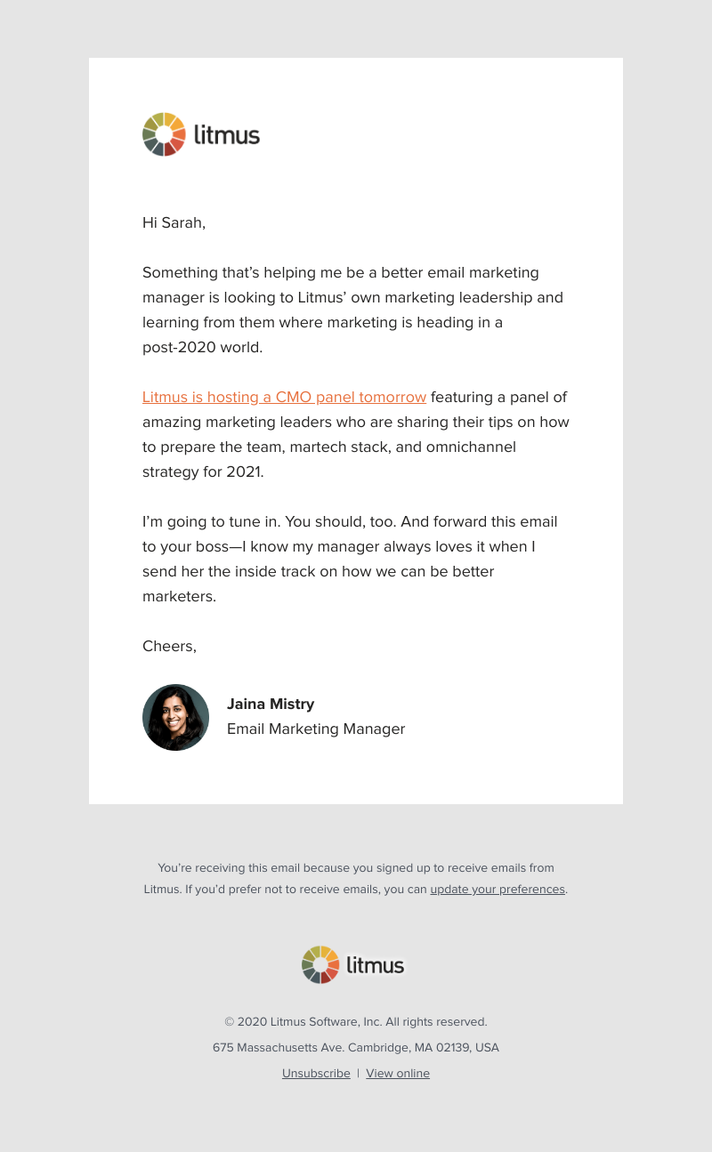 Litmus - Tomorrow: Get inside the head of your CMO