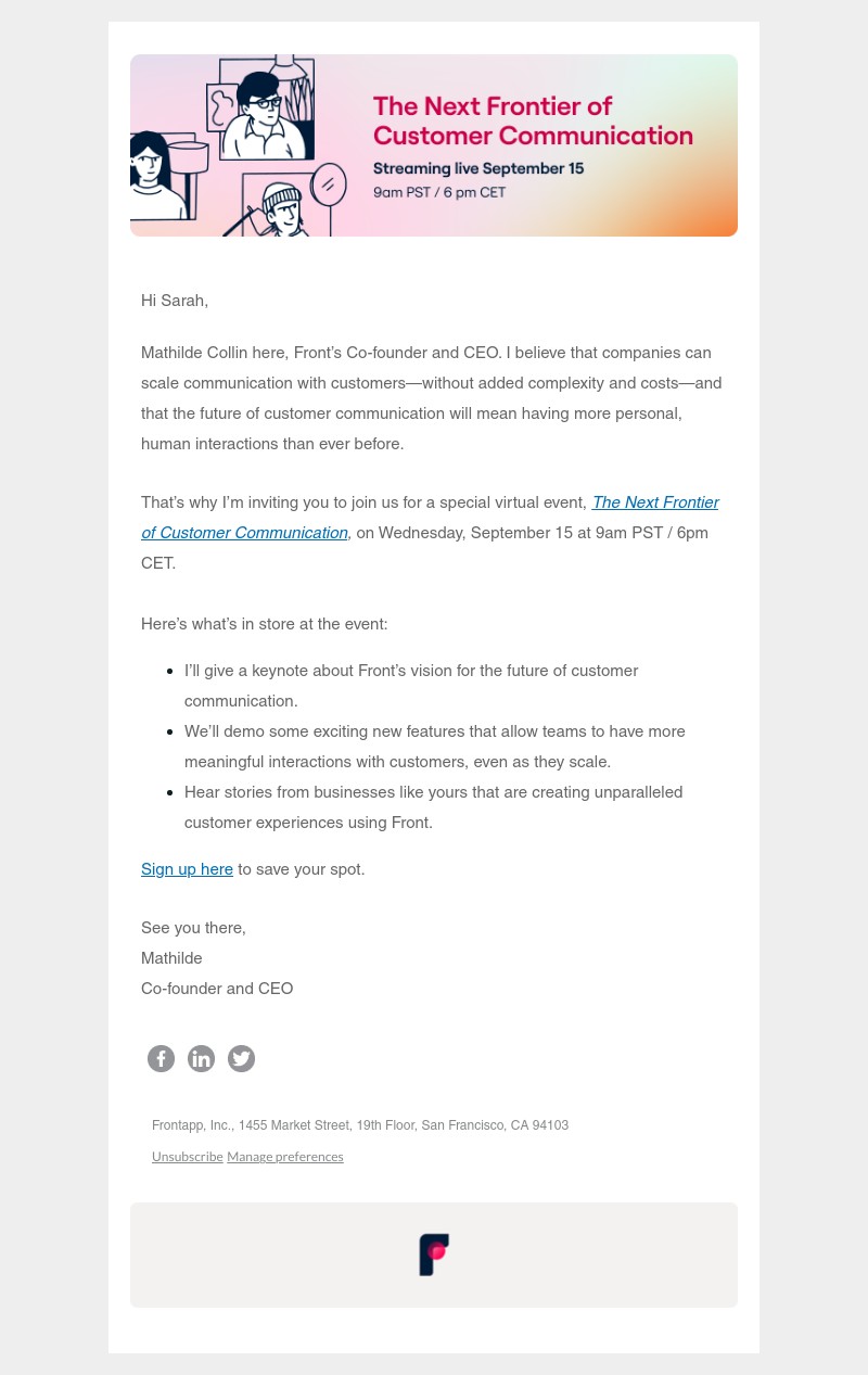 Front - Will you join me? The Next Frontier of Customer Communication