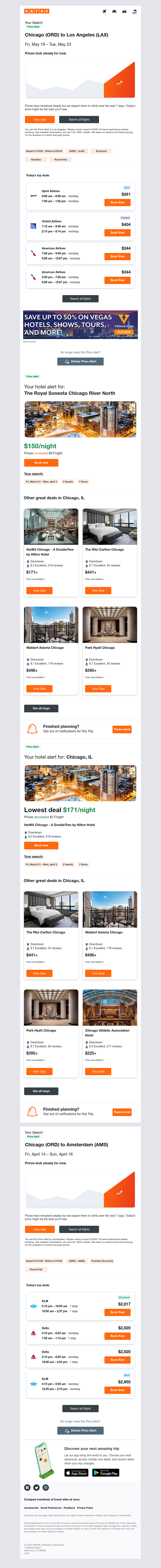 Kayak - Price Alert: Airfare holding steady for your Chicago to Los Angeles flight