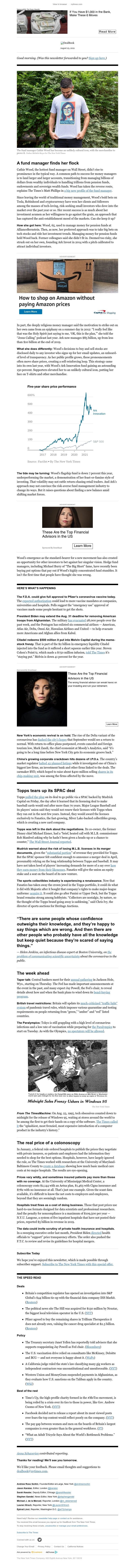 The New York Times - DealBook: Cathie Wood’s calling