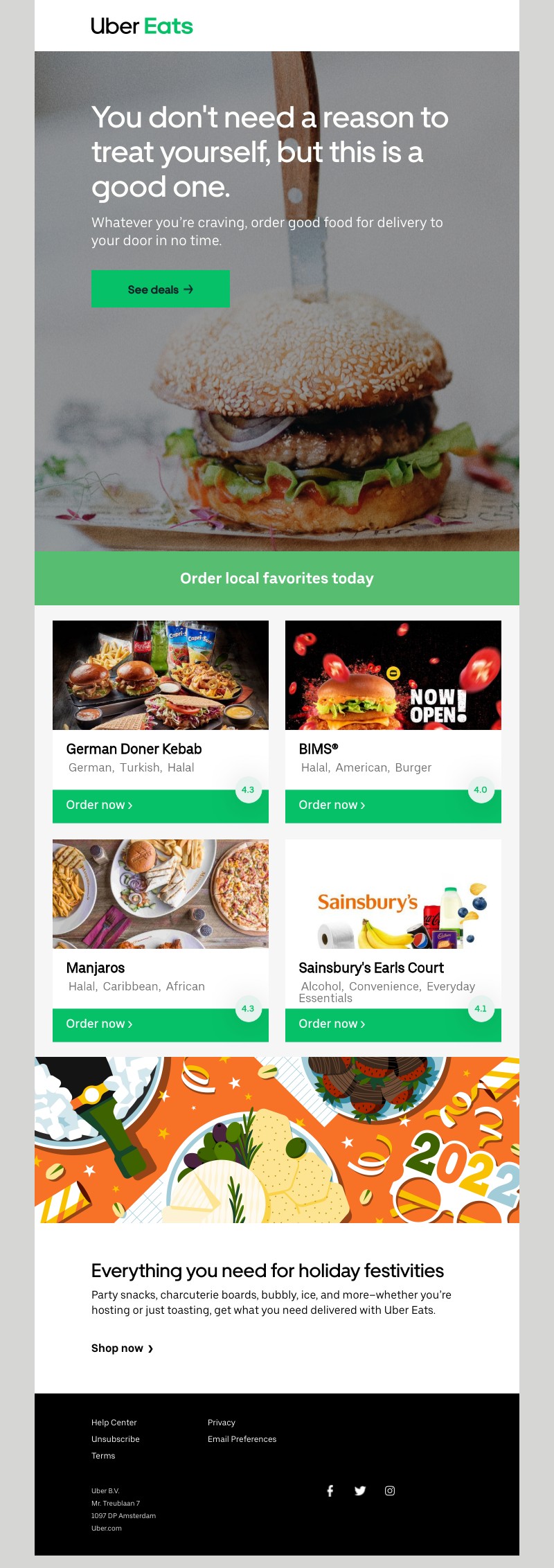 Uber - Try a local favorite for your next meal