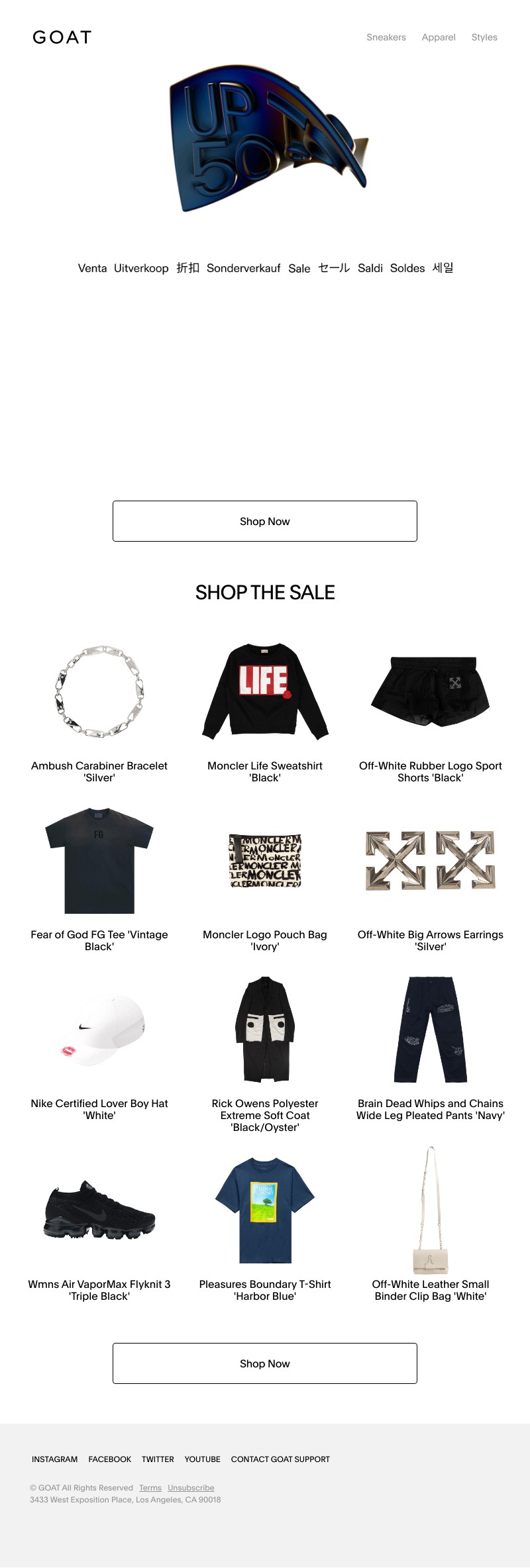 Goat - Take up to 50% off sneakers and apparel