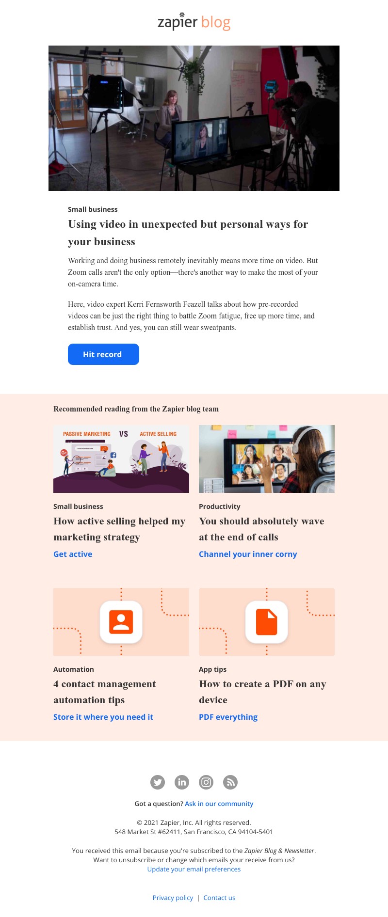 Zapier - Using video in unexpected but personal ways