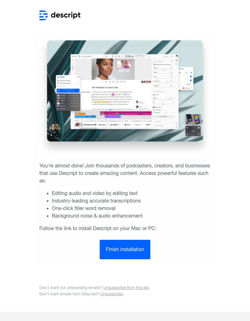 Descript - You're almost done – finish setting up Descript