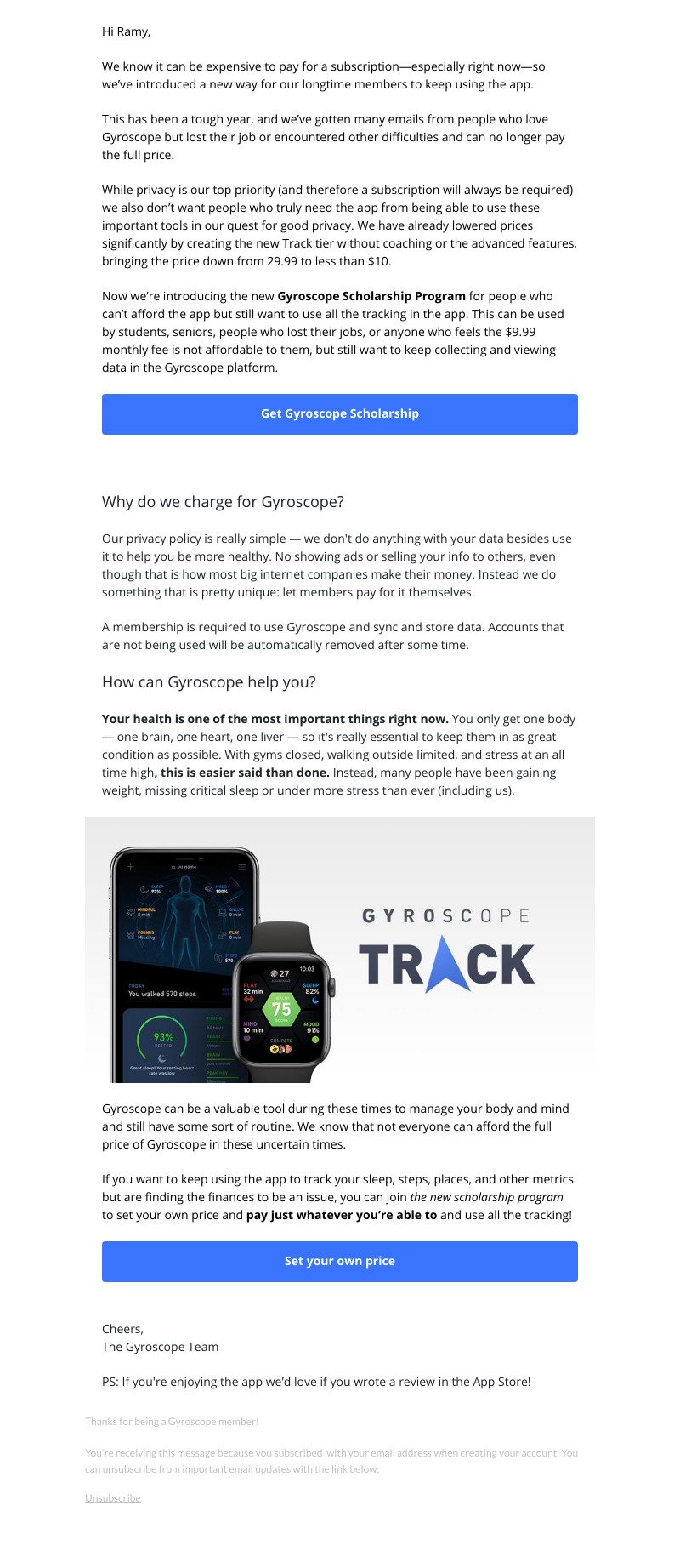 Gyroscope - Want to keep using the app Ramy but just can’t afford the cost?