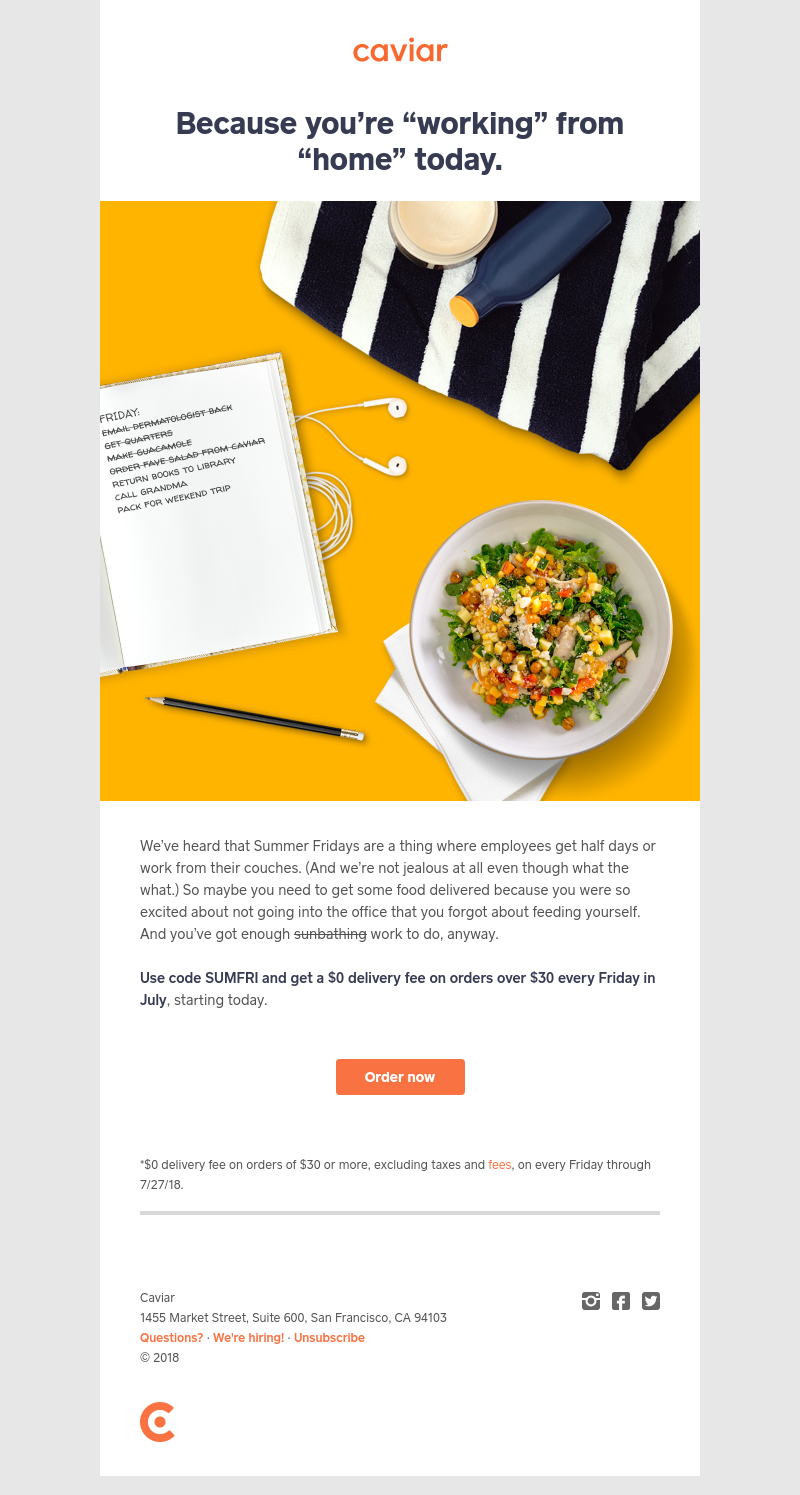  - Free delivery every Friday this month ☀️→