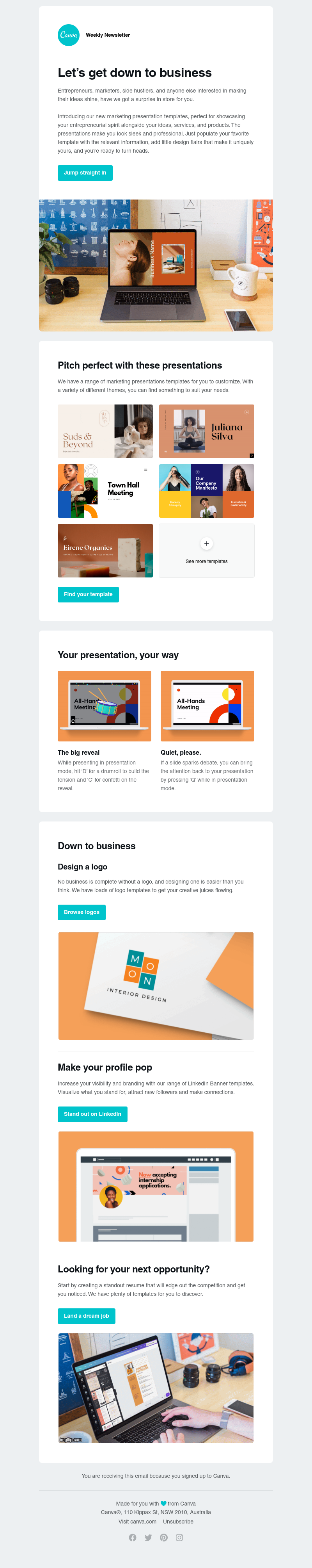 Canva -     Let’s get down to business with our new templates 