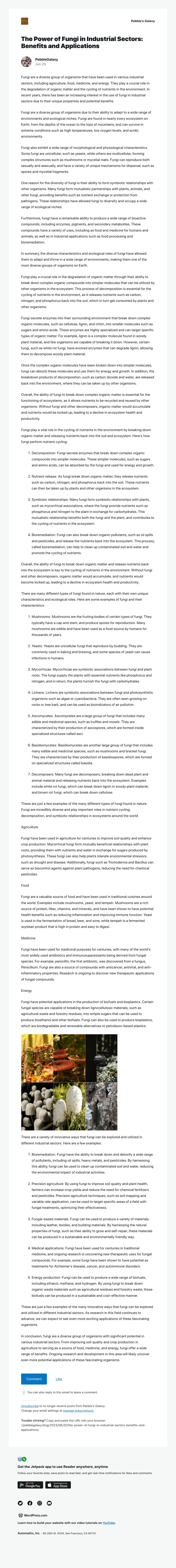 WordPress - [New post] The Power of Fungi in Industrial Sectors: Benefits and Applications