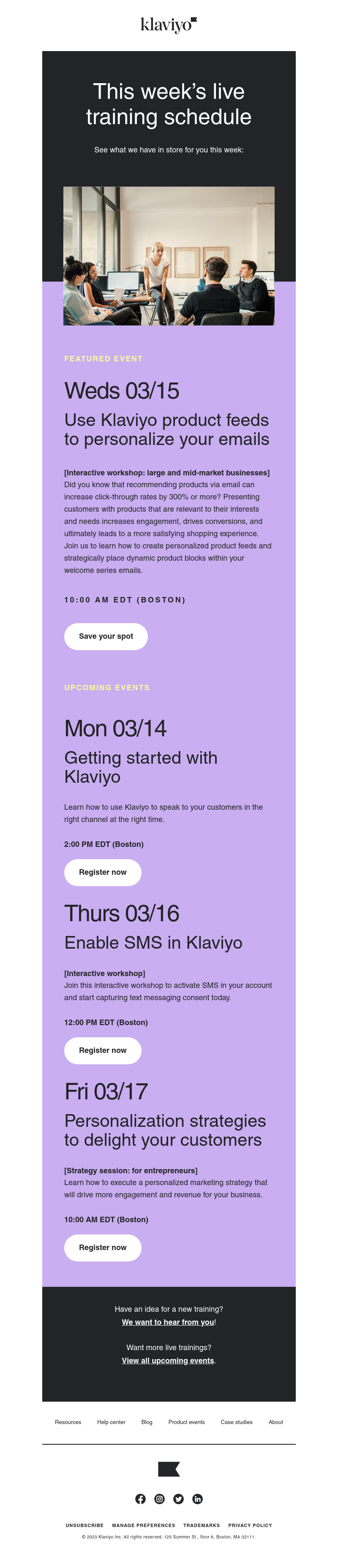 Klaviyo - Learn live with Klaviyo customer ed this week