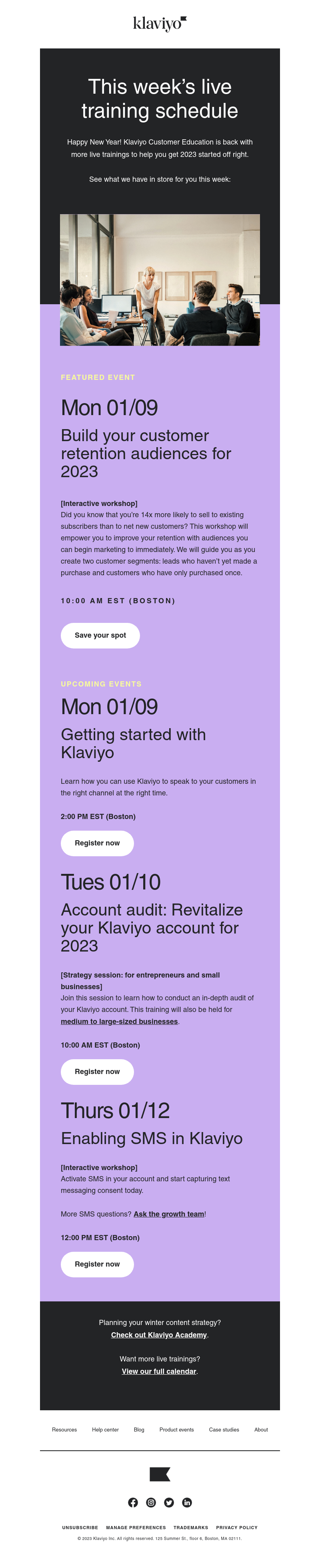Klaviyo - Learn live with Klaviyo customer ed this week