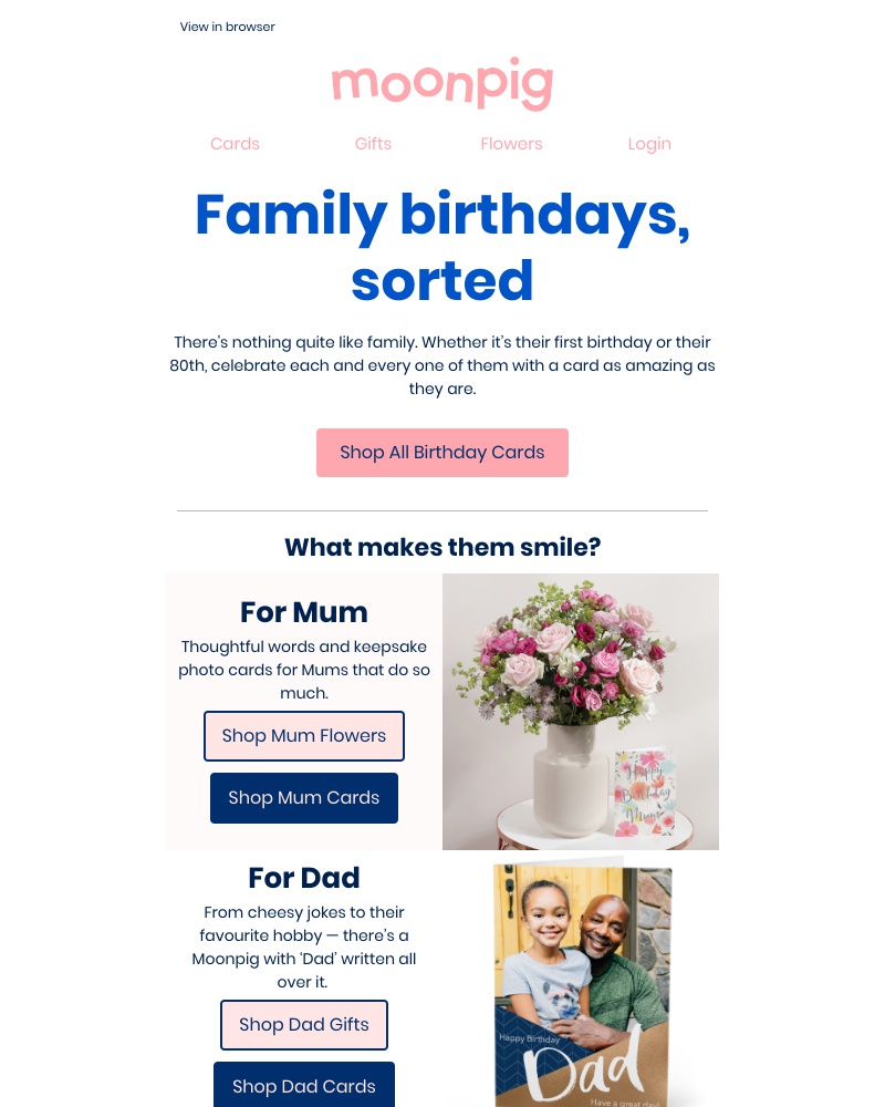 Moonpig - Family birthdays made easy