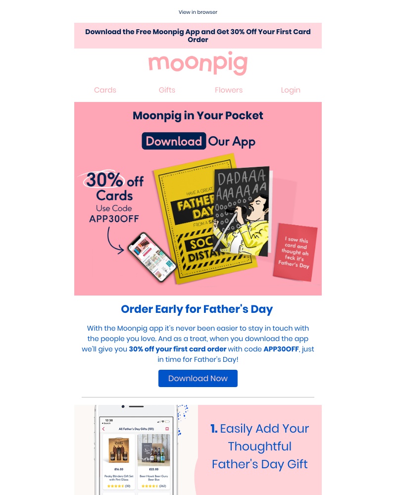 Buying something on Moonpig video screenshot