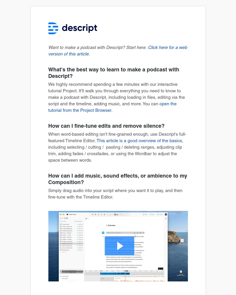 Descript - FAQ for Podcasting with Descript
