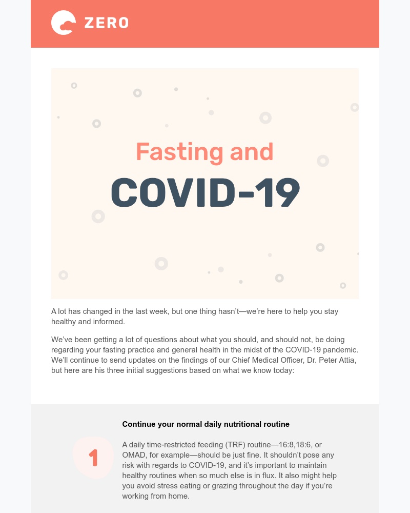 Zero - Fasting and COVID-19: suggestions from Dr. Peter Attia, our Chief Medical Officer