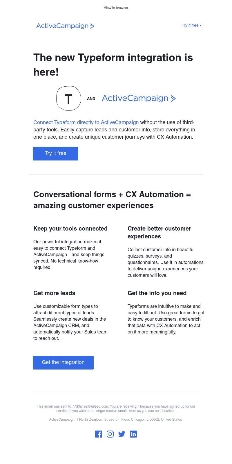  - Announcing the Typeform + ActiveCampaign integration!