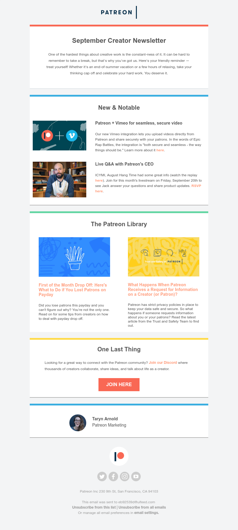 Patreon - Your September creator newsletter is here 💝
