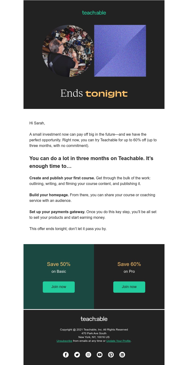 Teachable - [Ends today] Try Teachable for as little as $19.50