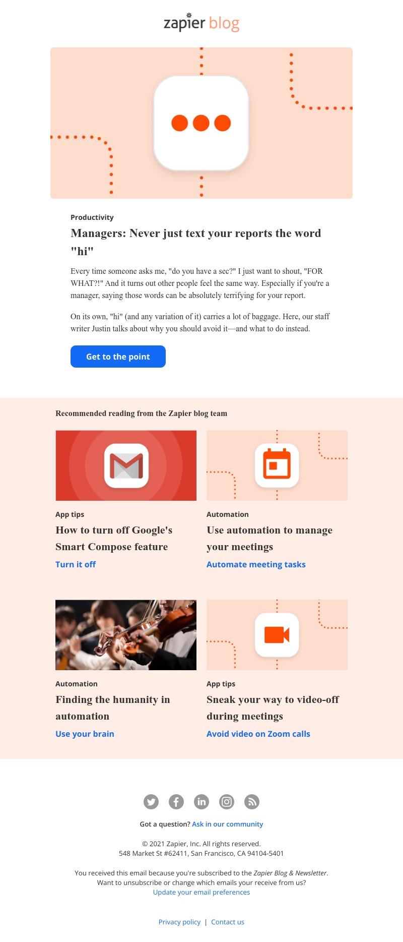 Zapier - Never just text the word "hi"