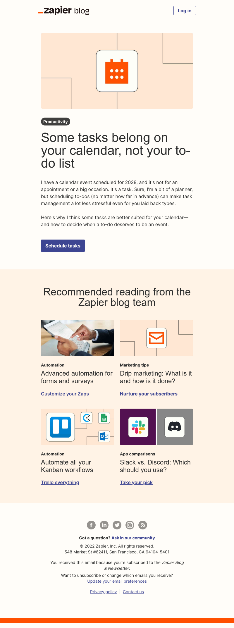 Zapier - Some tasks belong on your calendar