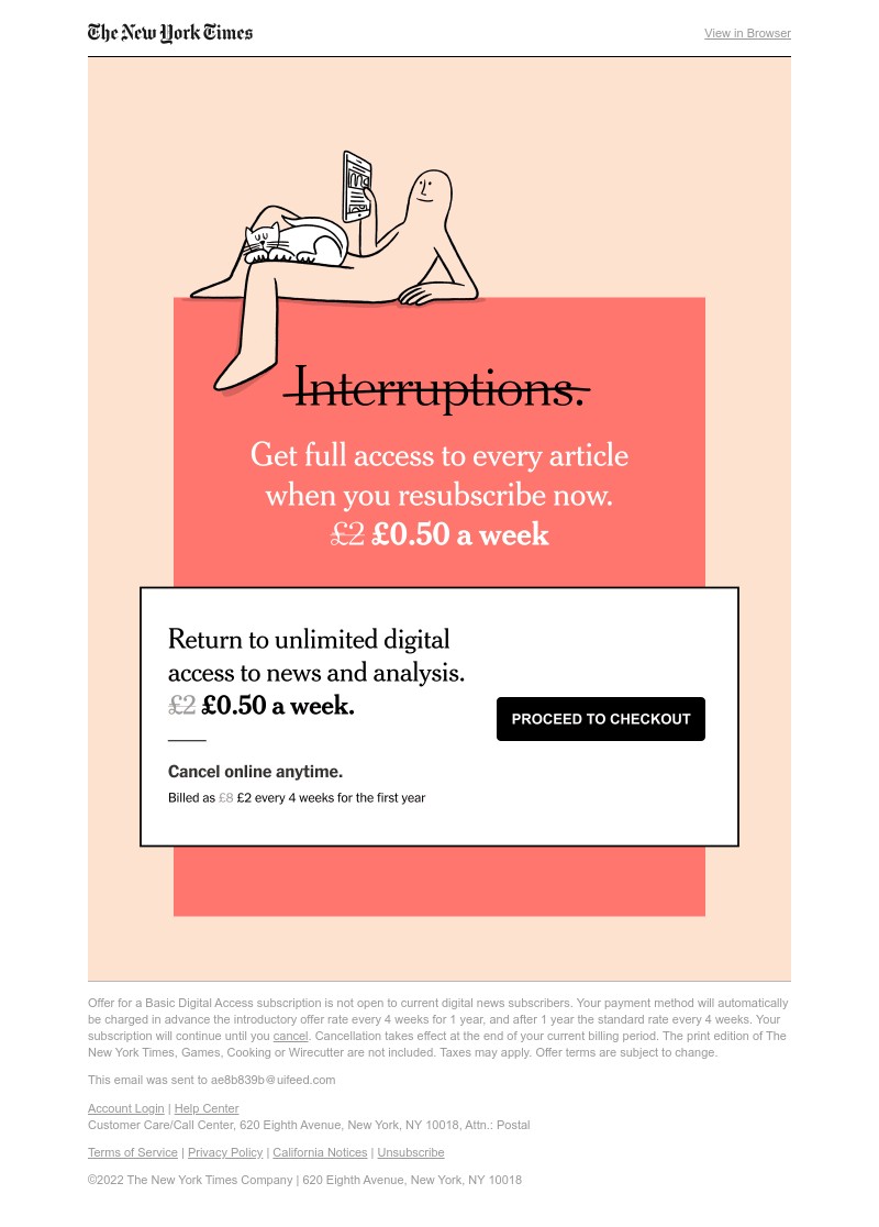 The New York Times - Say goodbye to paywalls: £0.50 a week.  Resubscribe now.
