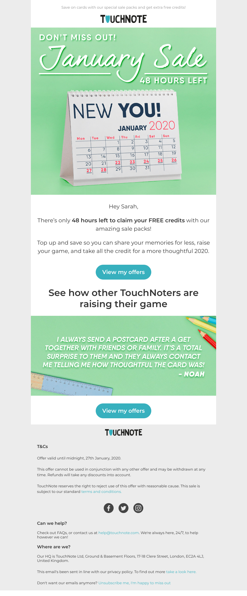 TouchNote - Only 48 hours left to get free credits in our sale! 👀