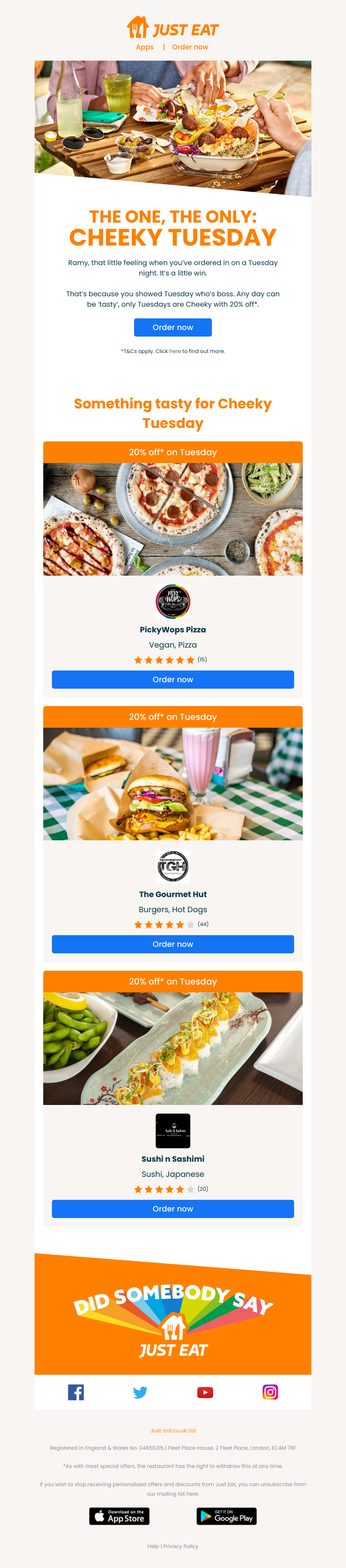 Just Eat - Ramy, any day can be tasty, only today is Cheeky