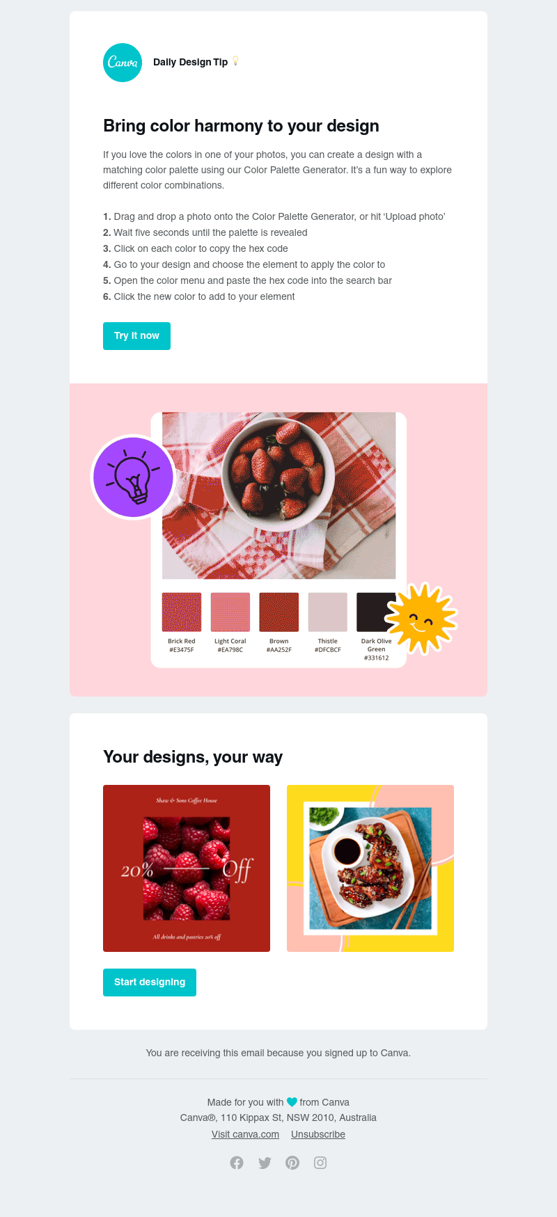 Canva - Get the perfect color palette from your uploaded photos