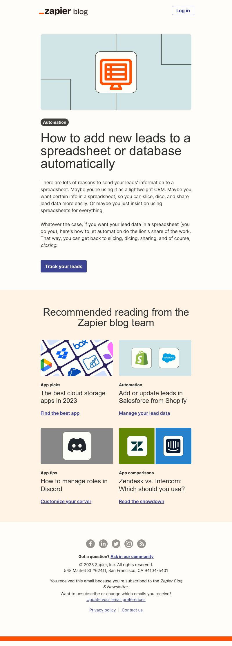 Zapier - Track your leads