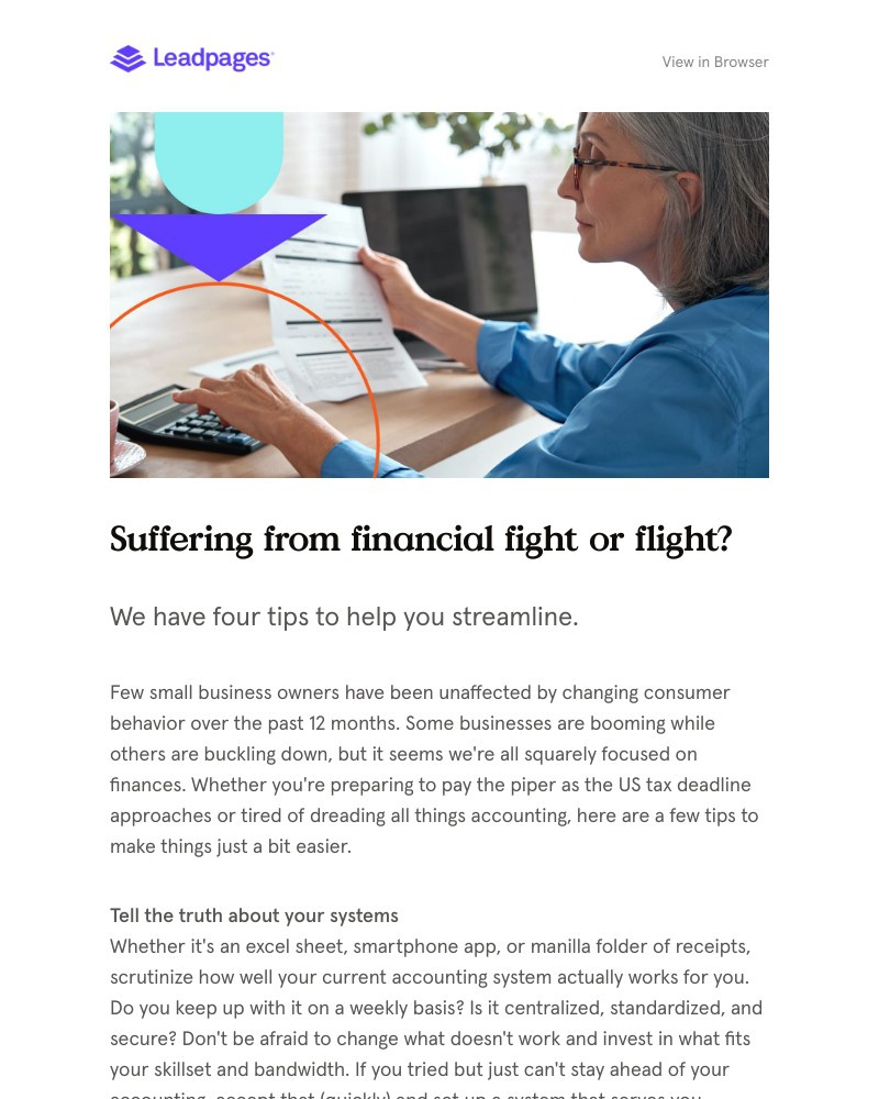 Leadpages - Fear of finance? We can help.