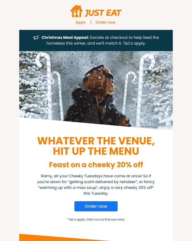 Just Eat - Feast at the crib with 20% off