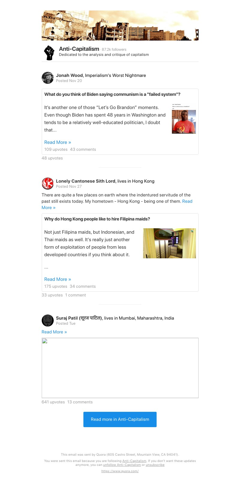 Quora - What do you think of Biden saying communism is a "failed system"?