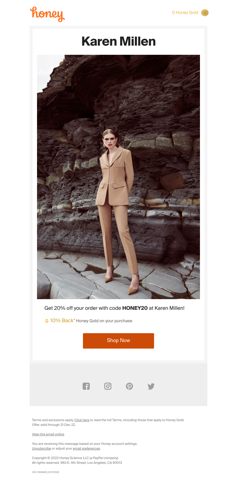 Honey - Karen Millen: 20% Off Your Order