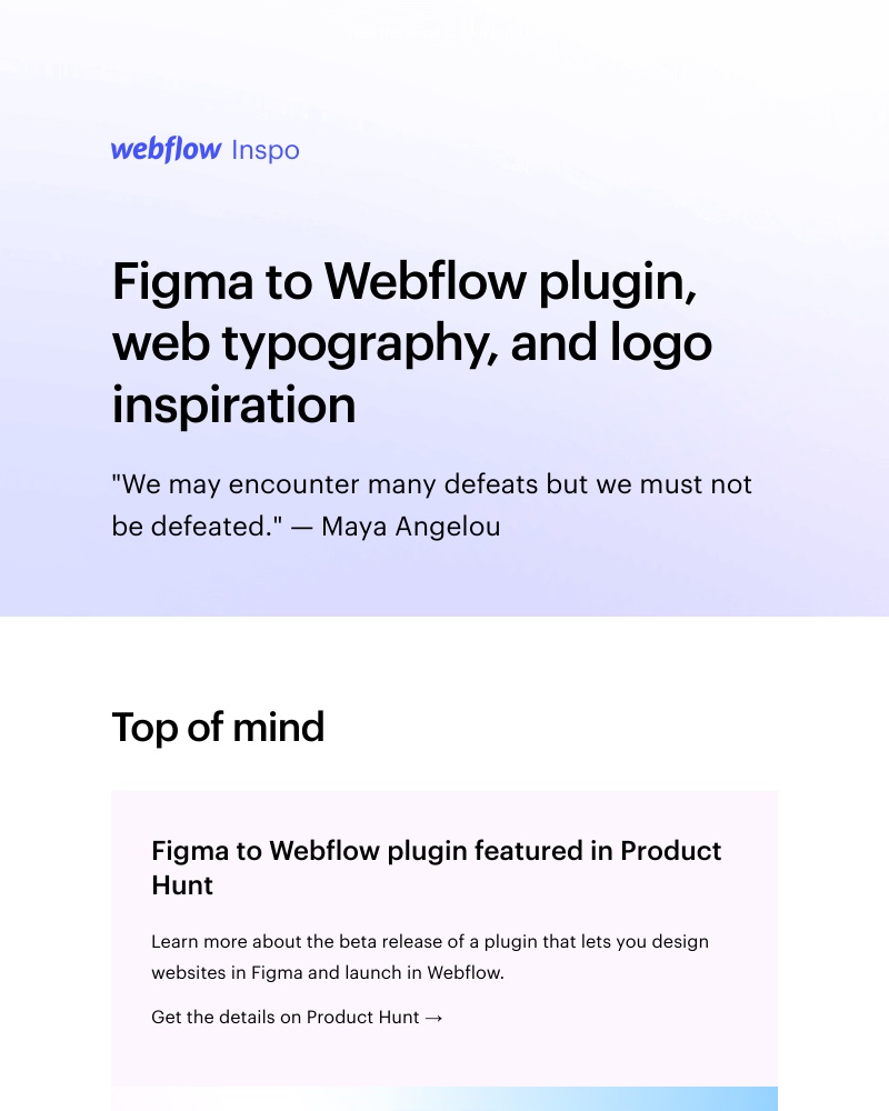 Webflow - Figma to Webflow plugin, web typography, and logo inspiration 💡