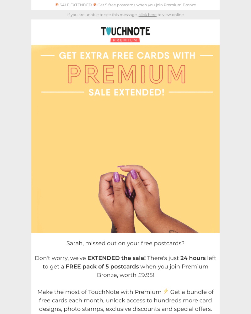 TouchNote - Final call for Premium savings! ⚡️