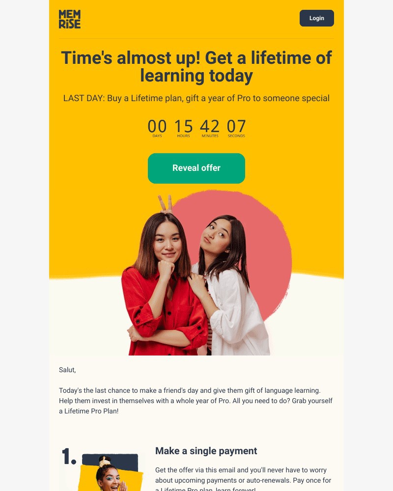 Memrise - FINAL CHANCE to treat yourself and a friend!