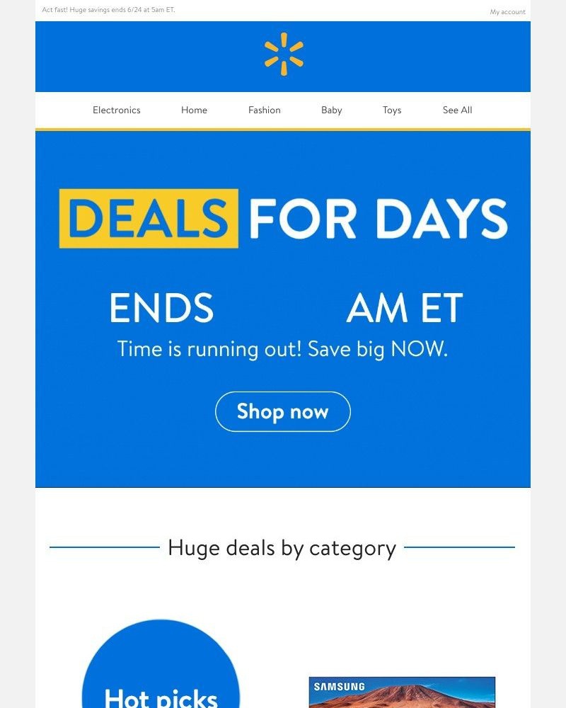 Walmart - ❗️ FINAL HOURS of Deals for Days❗️