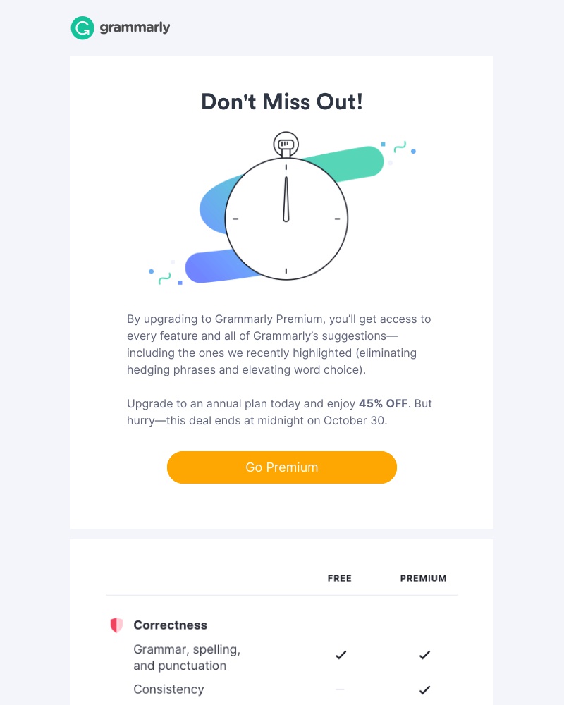 Grammarly - FINAL HOURS: Save 45% on an entire year of Premium!