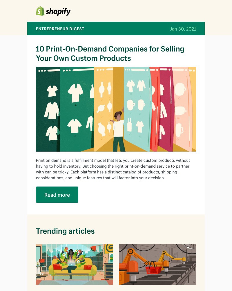 Shopify - Find a print-on-demand service
