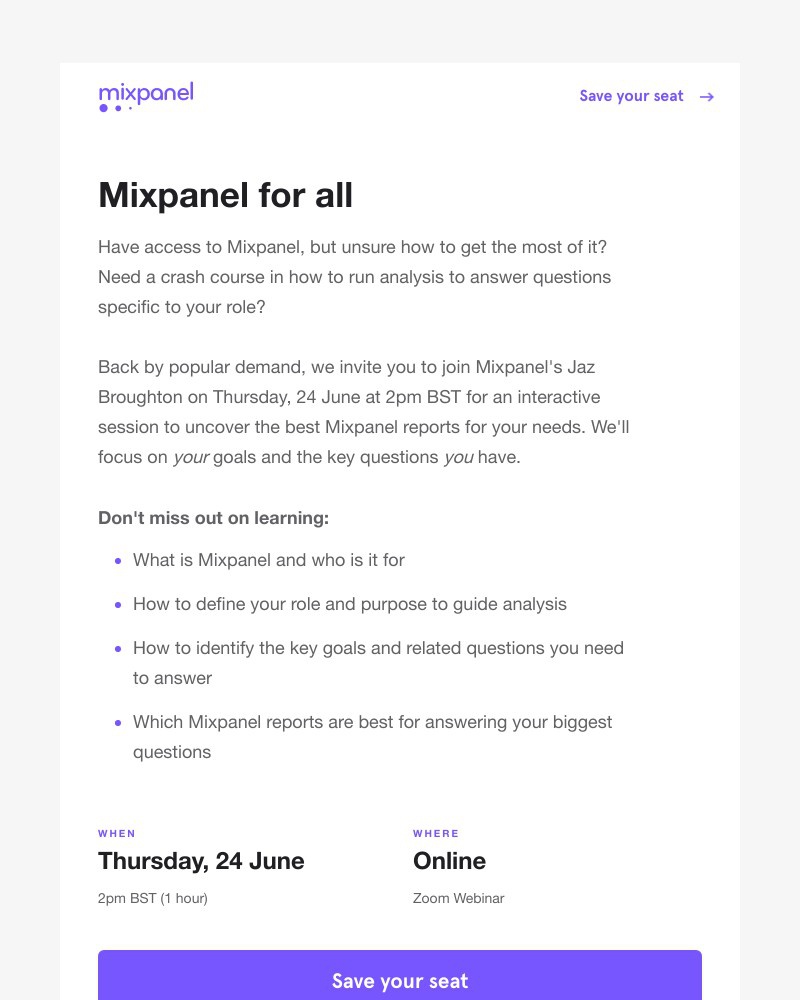Mixpanel - Find the best Mixpanel report for your needs–join 24 June