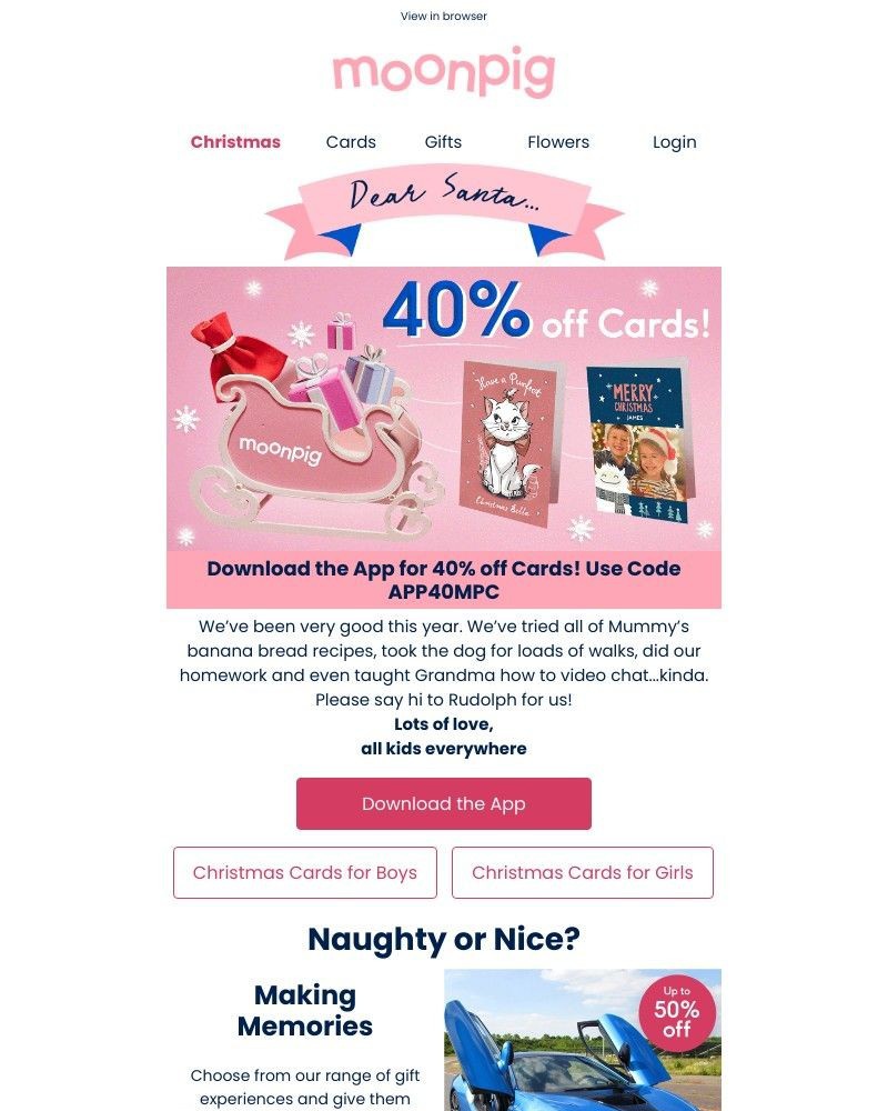 Moonpig - FLASH SALE 40% off cards!