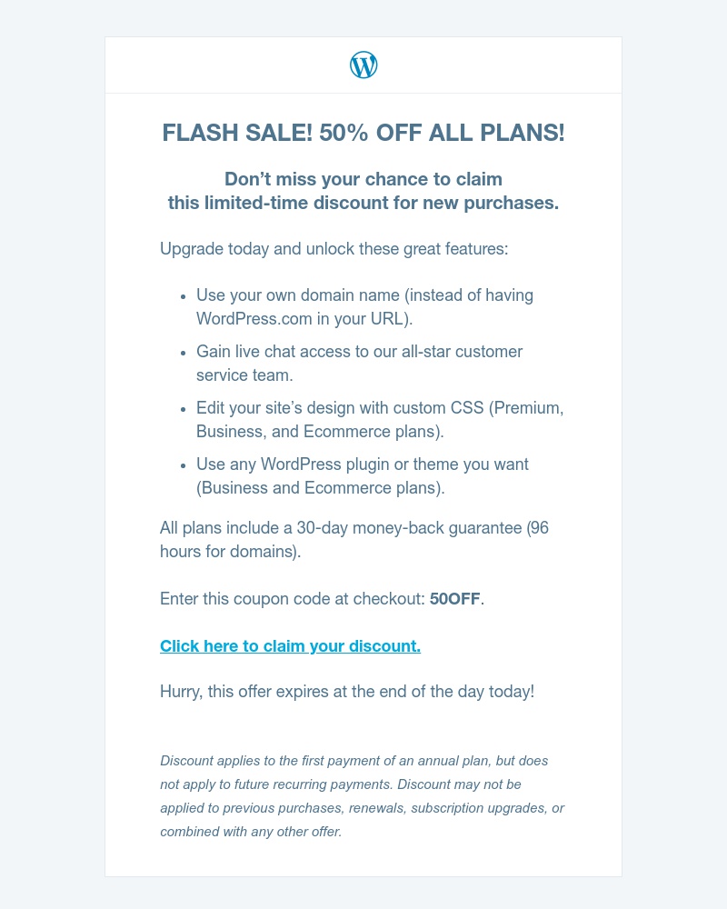 WordPress - Flash sale – today only! Save big on upgraded WordPress.com plans