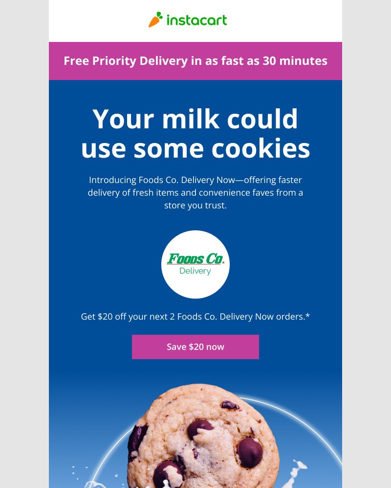 Instacart - Foods Co. Delivery Now: Get fresh and convenience faves delivered faster + save $20