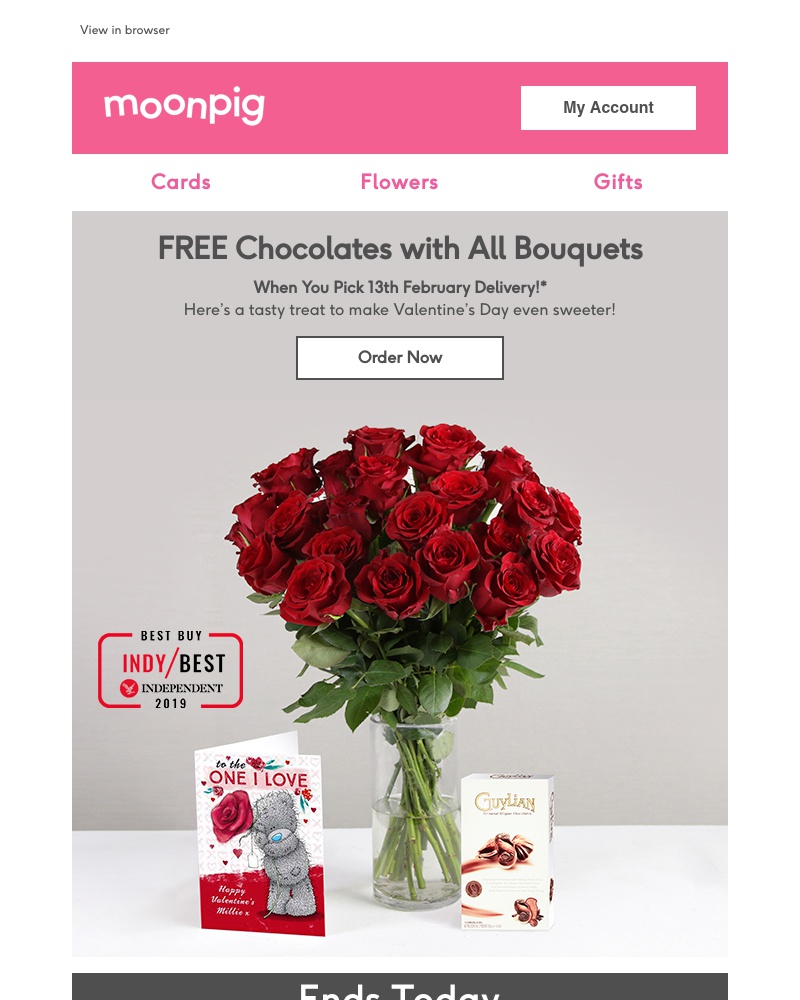 Moonpig - FREE chocolates when you order flowers! Whilst stocks last!