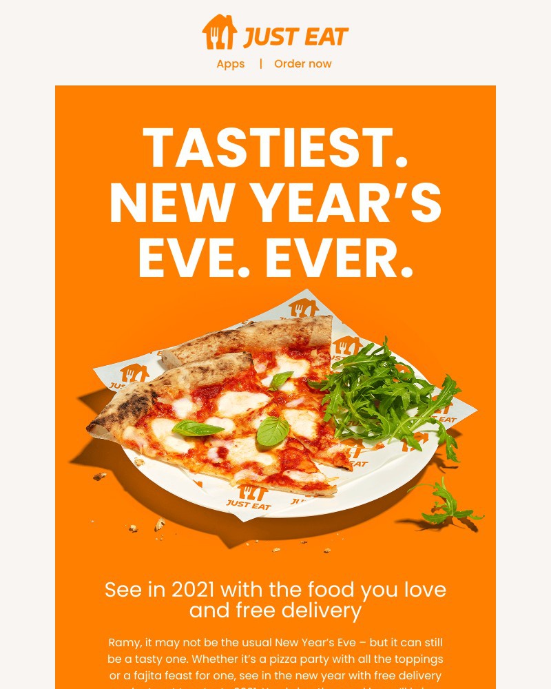 Just Eat - Free delivery for New Year’s Eve? Yes please 🎉 