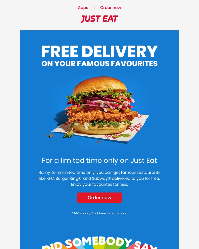 Just Eat - Free delivery on KFC, Burger King®, Subway®, and more 