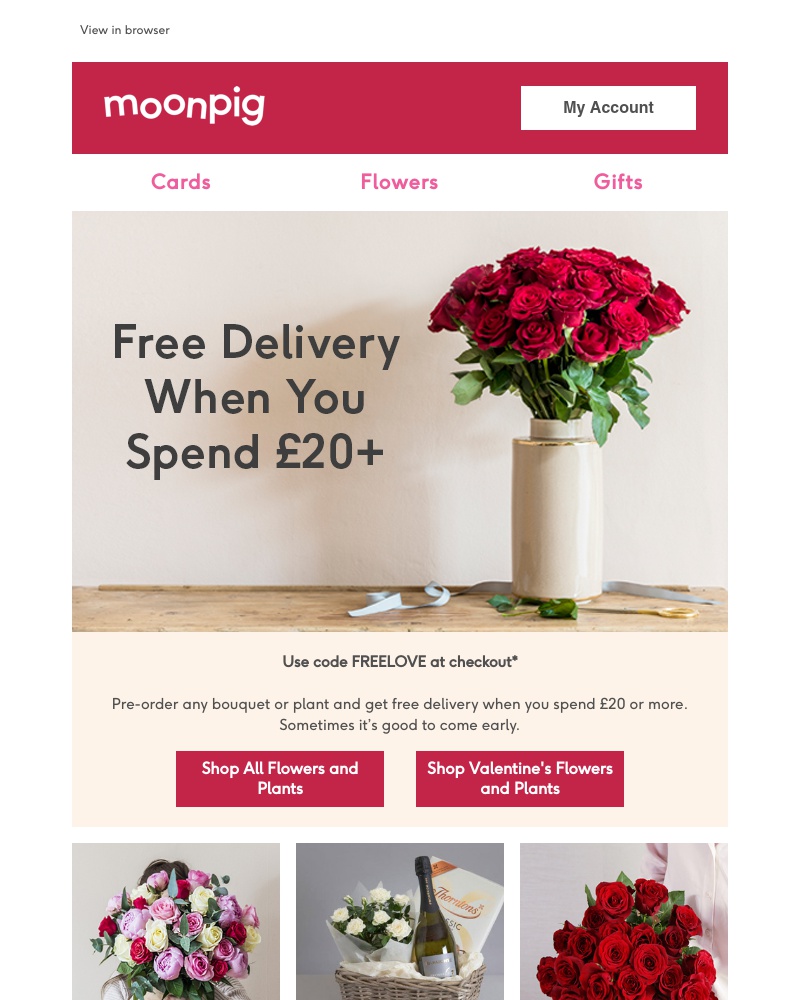 Moonpig - FREE Delivery when you spend £20+